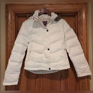 Fera Ski White Puffer Ski Snowboard Coat With Faux Fur Hood Women's Size 8